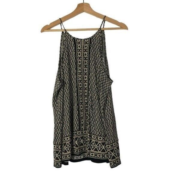 Soft Joie Black & Brown High Neck Linen Tank Top L - Picture 1 of 3